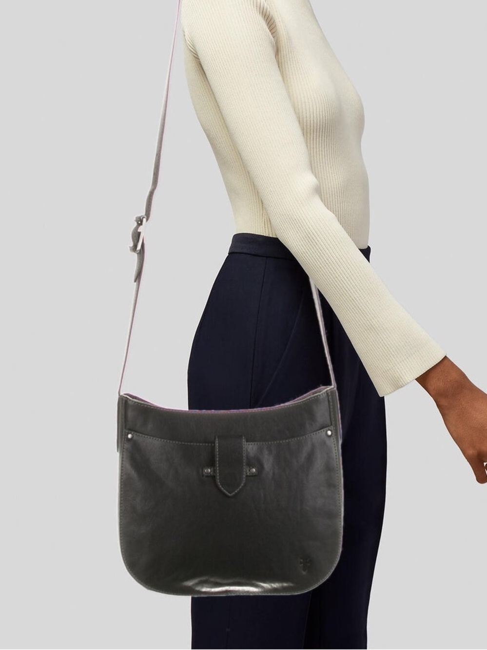 Frye Black Leather Crossbody Saddle Bag